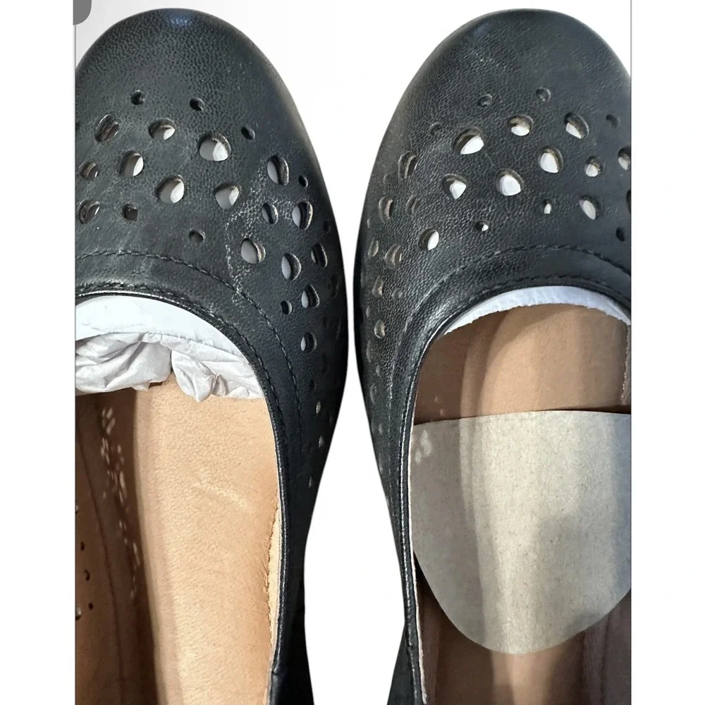 Josef Seibel Women's Pippa 29 Black Nesty Oil Burnish Leather Ballet Flat Sz 38